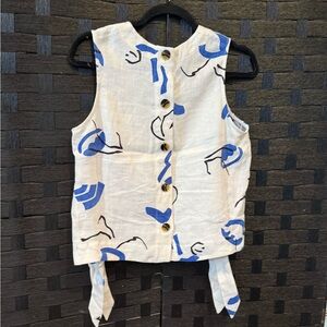 Whistles White Top With Blue And Black Bring Sleeveless